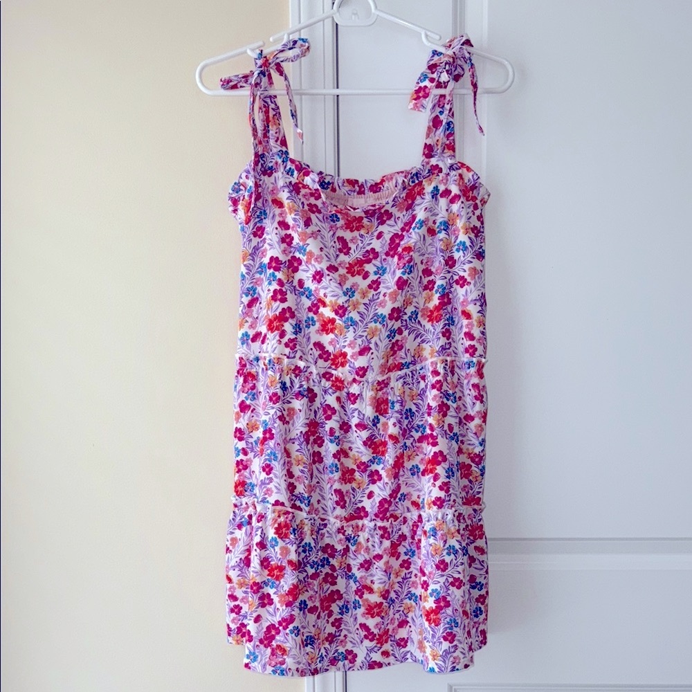 Pink lily Vibrant Floral Tie Strap Dress